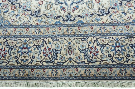 Full view of 2000s Nain rug from Iran / Persia, 340 × 245 cm in Beige tones
