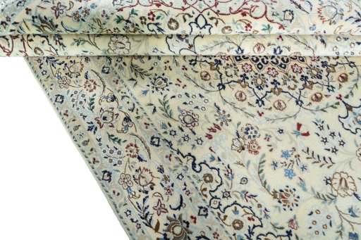 Close-up detail of New Nain rug from Iran / Persia showing Wool weave