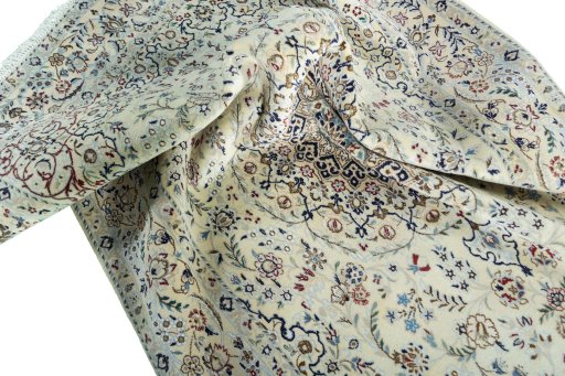 Surface texture of New Nain rug with natural Wool and intricate pattern