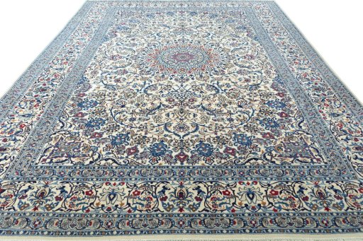 Surface texture of New Nain rug with natural Wool and intricate pattern