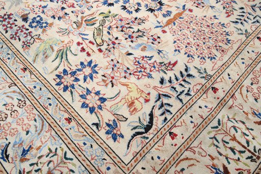 Close-up detail of 1980s Nain rug from Iran / Persia showing Wool weave