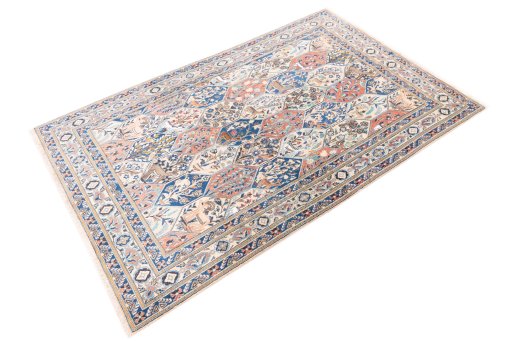 Close-up detail of 2004s Nain rug from Iran / Persia showing Wool weave
