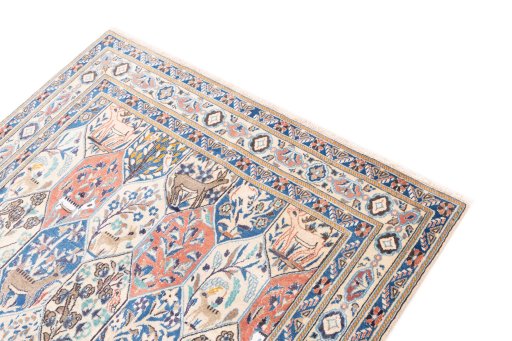Surface texture of 2004s Nain rug with natural Wool and intricate pattern