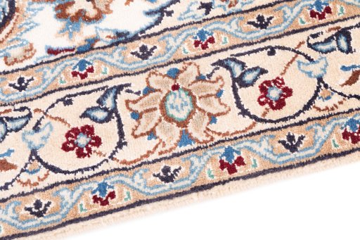 Backside of handmade 2005s Nain rug showing knot structure and weave density