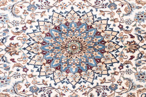 Full view of 2005s Nain rug from Iran / Persia, 210 × 110 cm in Beige tones