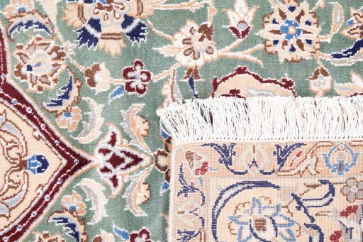 Full view of 1999s Nain rug from Iran / Persia, 240 × 163 cm in Green tones