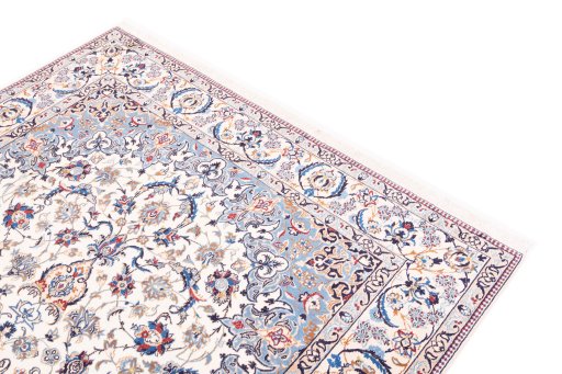 Surface texture of 1988s Nain rug with natural Wool and intricate pattern