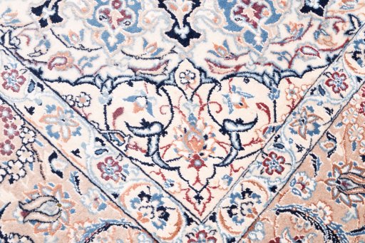 Close-up detail of 2005s Nain rug from Iran / Persia showing Wool weave