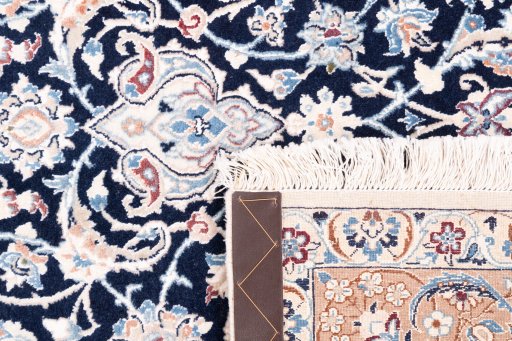 Full view of 2005s Nain rug from Iran / Persia, 205 × 133 cm in Dark blue tones