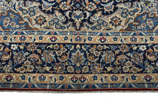 Full view of 2000s Najafabad rug from Iran / Persia, 431 × 288 cm in Blue tones