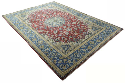 Close-up detail of 2000s Najafabad rug from Iran / Persia showing Wool weave