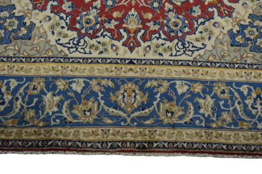 Full view of 2000s Najafabad rug from Iran / Persia, 362 × 262 cm in Red tones