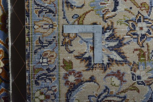 Backside of handmade 2000s Najafabad rug showing knot structure and weave density