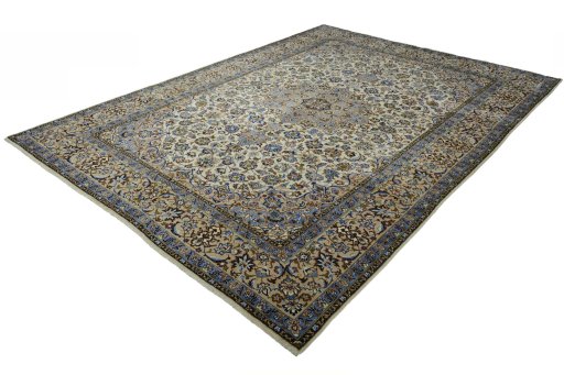 Corner detail of 2000s Najafabad rug showing border pattern and Wool pile