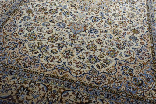 Close-up detail of 2000s Najafabad rug from Iran / Persia showing Wool weave