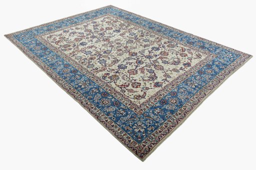 Close-up detail of 2000s Najafabad rug from Iran / Persia showing Wool weave
