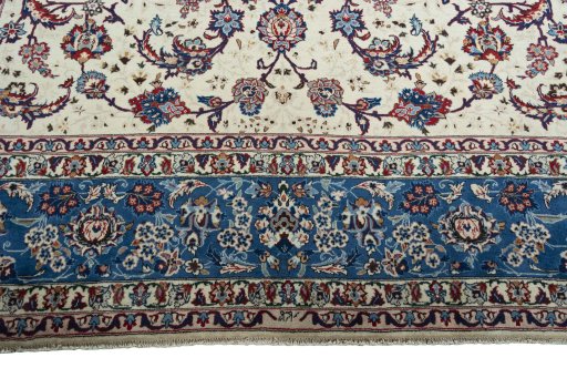 Full view of 2000s Najafabad rug from Iran / Persia, 404 × 300 cm in Beige tones