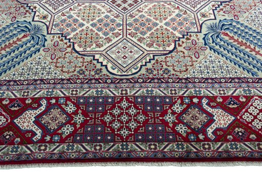 Full view of 2000s Najafabad rug from Iran / Persia, 436 × 322 cm in Beige tones