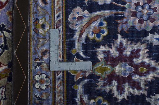 Backside of handmade 2000s Najafabad rug showing knot structure and weave density