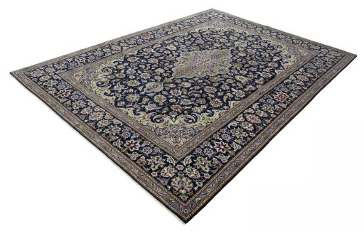 Corner detail of 2000s Najafabad rug showing border pattern and Wool pile