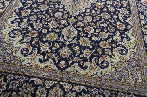 Close-up detail of 2000s Najafabad rug from Iran / Persia showing Wool weave