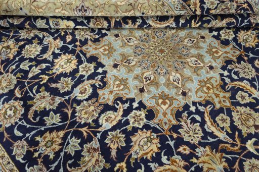 Close-up detail of 2000s Najafabad rug from Iran / Persia showing Wool weave