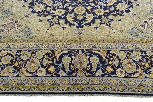 Full view of 2000s Najafabad rug from Iran / Persia, 502 × 345 cm in Blue tones