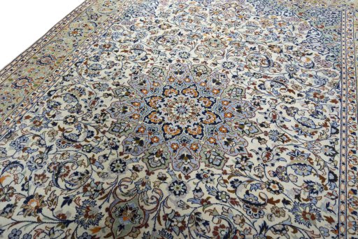 Backside of handmade 2000s Najafabad rug showing knot structure and weave density