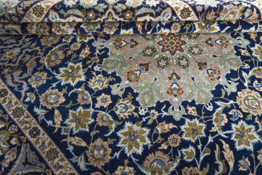 Close-up detail of 2000s Najafabad rug from Iran / Persia showing Wool weave