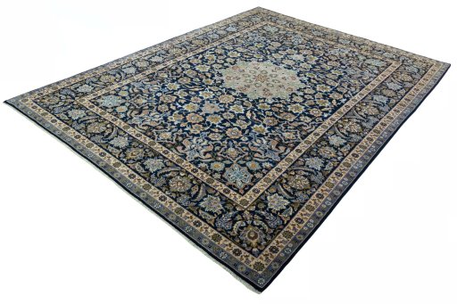 Corner detail of 2000s Najafabad rug showing border pattern and Wool pile