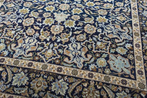 Close-up detail of 2000s Najafabad rug from Iran / Persia showing Wool weave