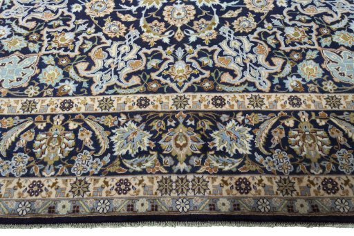 Full view of 2000s Najafabad rug from Iran / Persia, 400 × 297 cm in Blue tones