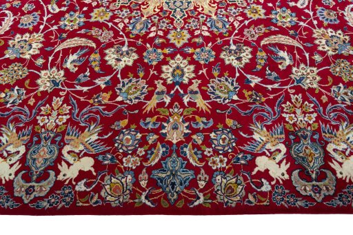 Corner detail of 2000s Najafabad rug showing border pattern and Wool pile