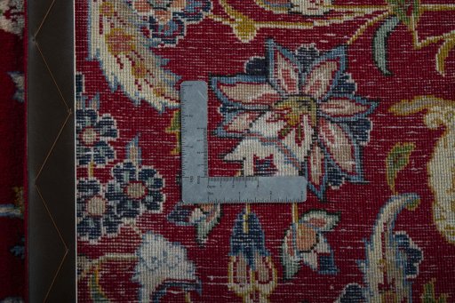Backside of handmade 2000s Najafabad rug showing knot structure and weave density