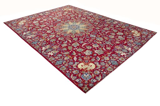 Close-up detail of 2000s Najafabad rug from Iran / Persia showing Wool weave