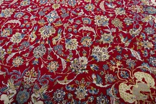 Close-up detail of 2000s Najafabad rug from Iran / Persia showing Wool weave