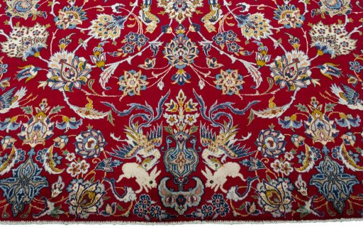 Full view of 2000s Najafabad rug from Iran / Persia, 435 × 318 cm in Red tones
