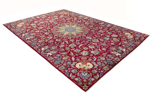 Close-up detail of 2000s Najafabad rug from Iran / Persia showing Wool weave