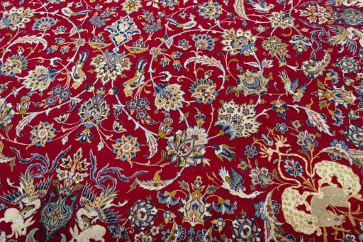 Close-up detail of 2000s Najafabad rug from Iran / Persia showing Wool weave
