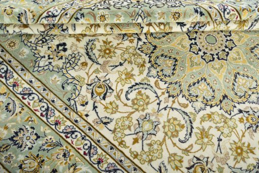 Close-up detail of 2000s Najafabad rug from Iran / Persia showing Wool weave