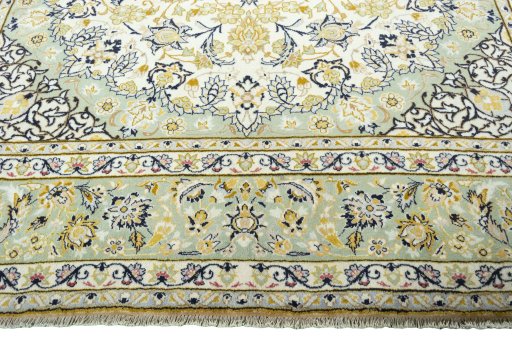Full view of 2000s Najafabad rug from Iran / Persia, 415 × 296 cm in Beige tones
