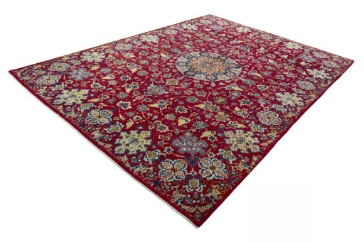 Corner detail of 2000s Najafabad rug showing border pattern and Wool pile