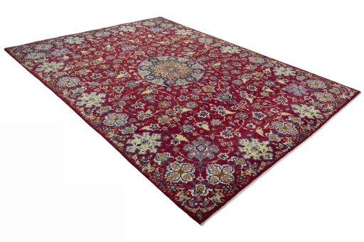 Close-up detail of 2000s Najafabad rug from Iran / Persia showing Wool weave