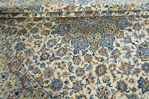 Close-up detail of 2000s Najafabad rug from Iran / Persia showing Wool weave