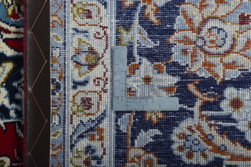 Backside of handmade 2000s Najafabad rug showing knot structure and weave density