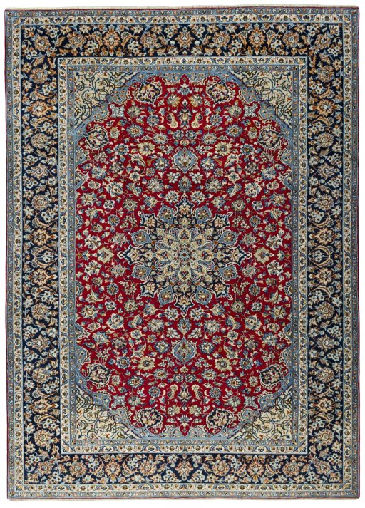 Full view of 2000s Najafabad rug from Iran / Persia, 414 × 300 cm in Red tones