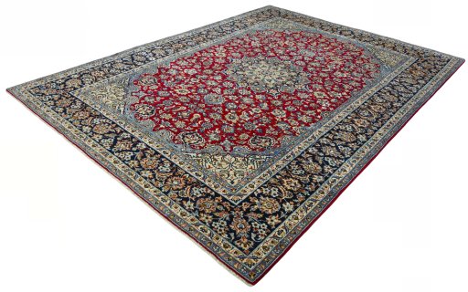 Corner detail of 2000s Najafabad rug showing border pattern and Wool pile