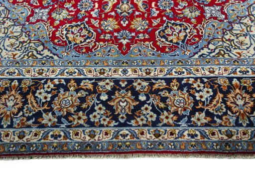 Full view of 2000s Najafabad rug from Iran / Persia, 414 × 300 cm in Red tones