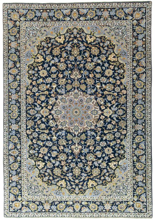 Full view of 2000s Najafabad rug from Iran / Persia, 344 × 237 cm in Blue tones