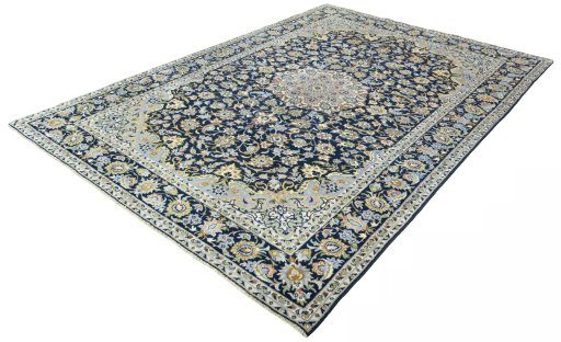 Corner detail of 2000s Najafabad rug showing border pattern and Wool pile